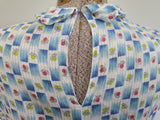 Blue and White Acorn Print Dress <br> (B-35" W-25" H-44")