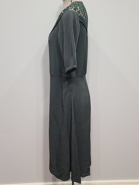German Green Dress "Make do and Mend" <br> (B-33" W-29" H-35")
