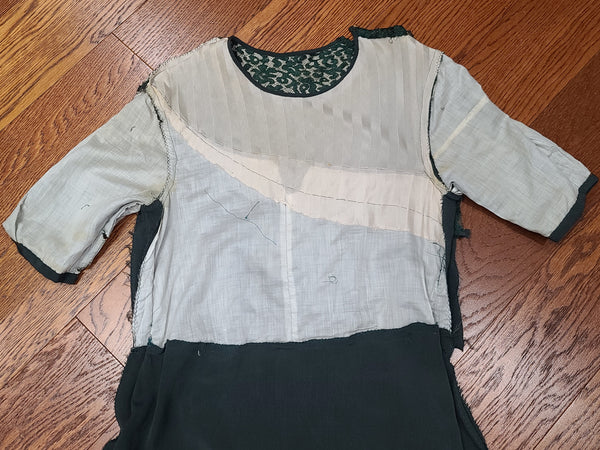 German Green Dress "Make do and Mend" <br> (B-33" W-29" H-35")