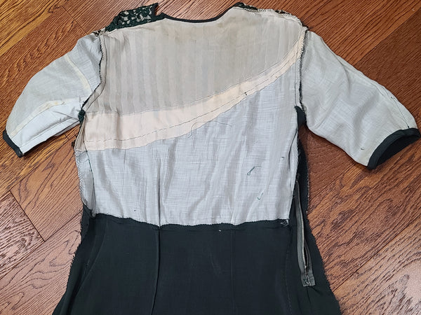 German Green Dress "Make do and Mend" <br> (B-33" W-29" H-35")