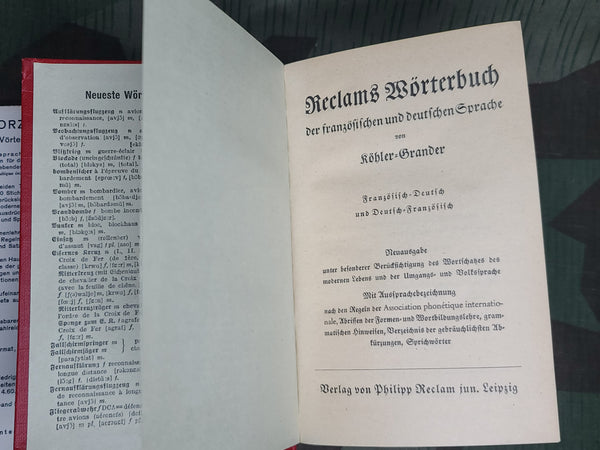 1941 German French Dictionary (with New Words from the War)
