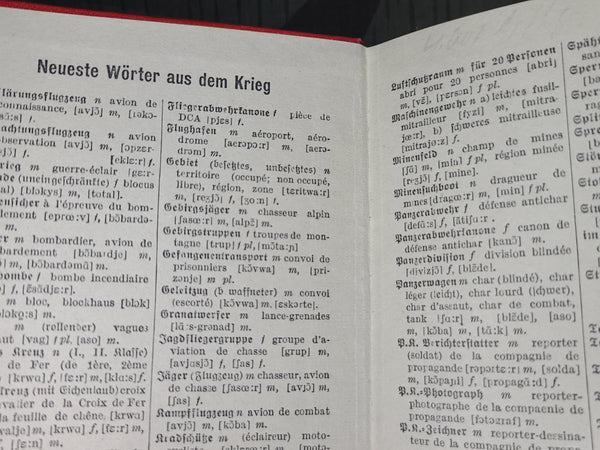 1941 German French Dictionary (with New Words from the War)