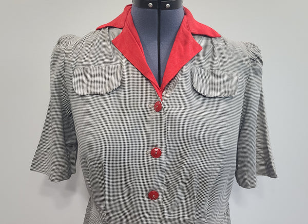 Gray Dress with Red Trim <br> (B-46" W-41" H-50")