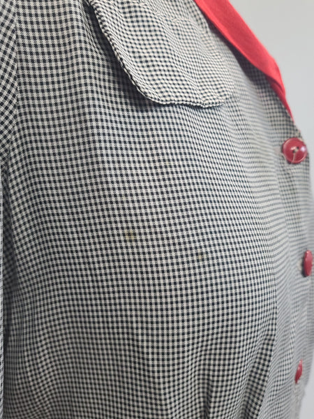 Gray Dress with Red Trim <br> (B-46" W-41" H-50")