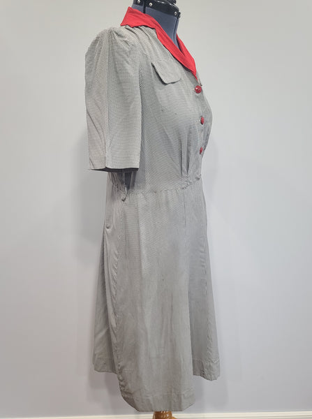 Gray Dress with Red Trim <br> (B-46" W-41" H-50")