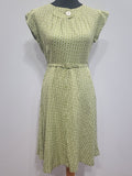 German Green Circle Print Dress DRP Zipper <br> (B-38" W-30" H-40")