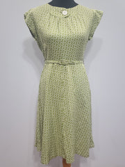 German Green Circle Print Dress DRP Zipper <br> (B-38" W-30" H-40")