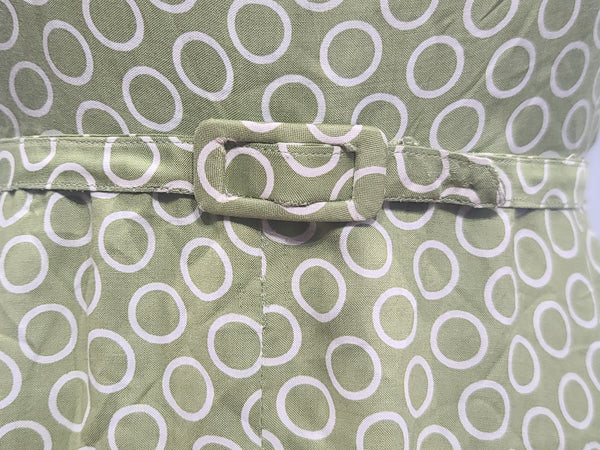 German Green Circle Print Dress DRP Zipper <br> (B-38" W-30" H-40")