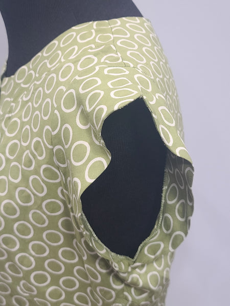 German Green Circle Print Dress DRP Zipper <br> (B-38" W-30" H-40")