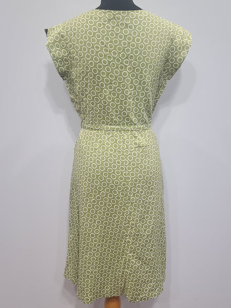 German Green Circle Print Dress DRP Zipper <br> (B-38" W-30" H-40")