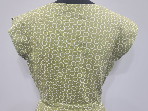 German Green Circle Print Dress DRP Zipper <br> (B-38" W-30" H-40")