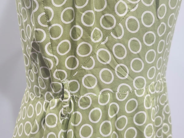 German Green Circle Print Dress DRP Zipper <br> (B-38" W-30" H-40")