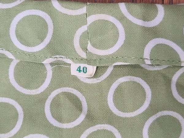 German Green Circle Print Dress DRP Zipper <br> (B-38" W-30" H-40")