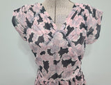 Pink and Black Flower Dress <br> (B-32" W-23" H-full)
