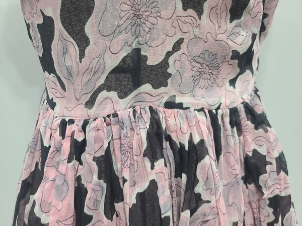 Pink and Black Flower Dress <br> (B-32" W-23" H-full)