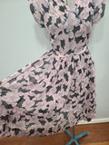 Pink and Black Flower Dress <br> (B-32" W-23" H-full)