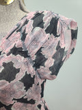 Pink and Black Flower Dress <br> (B-32" W-23" H-full)