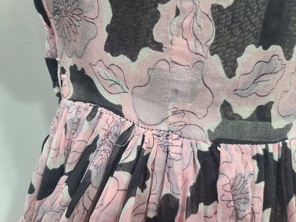 Pink and Black Flower Dress <br> (B-32" W-23" H-full)