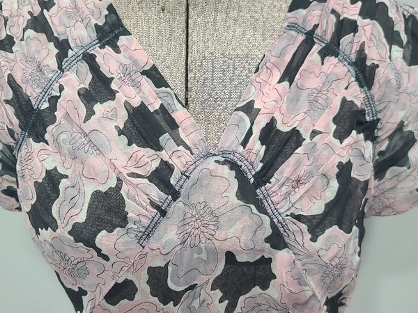 Pink and Black Flower Dress <br> (B-32" W-23" H-full)