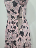 Pink and Black Flower Dress <br> (B-32" W-23" H-full)