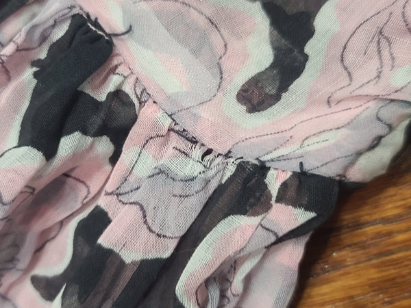 Pink and Black Flower Dress <br> (B-32" W-23" H-full)