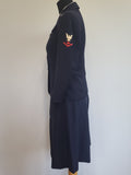Navy WAVES Uniform: Jacket, Skirt & Blouse <br> (B-34" W-28" H-38")