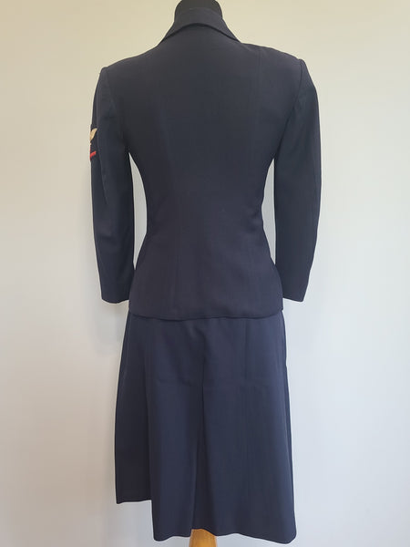 Navy WAVES Uniform: Jacket, Skirt & Blouse <br> (B-34" W-28" H-38")