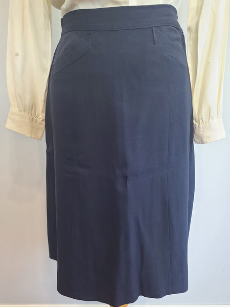 Navy WAVES Uniform: Jacket, Skirt & Blouse <br> (B-34" W-28" H-38")