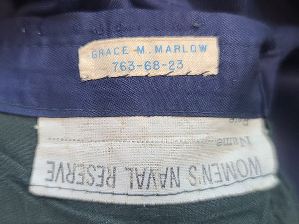 Navy WAVES Uniform: Jacket, Skirt & Blouse <br> (B-34" W-28" H-38")