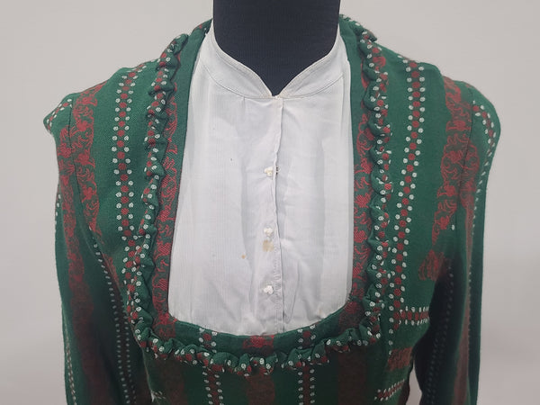 German Green Long Sleeve Dirndl Dress <br> (B-38" W-30")