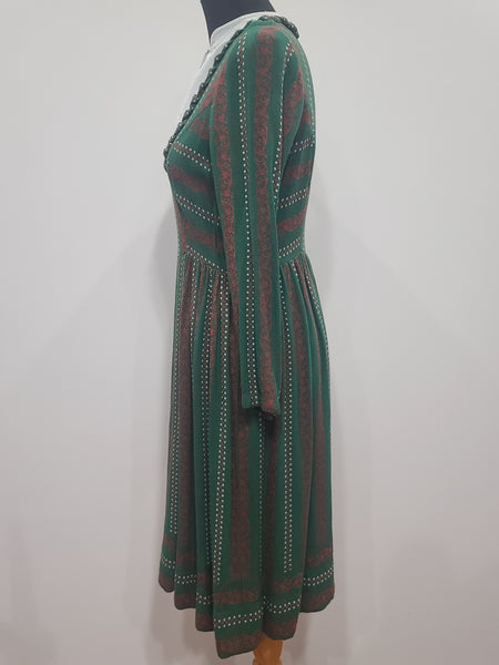 German Green Long Sleeve Dirndl Dress <br> (B-38" W-30")