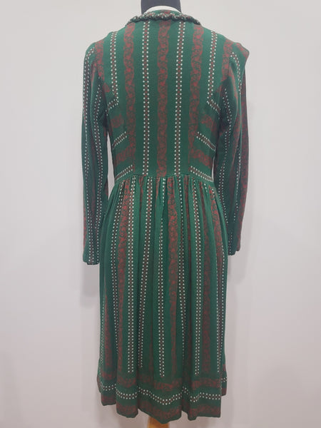 German Green Long Sleeve Dirndl Dress <br> (B-38" W-30")