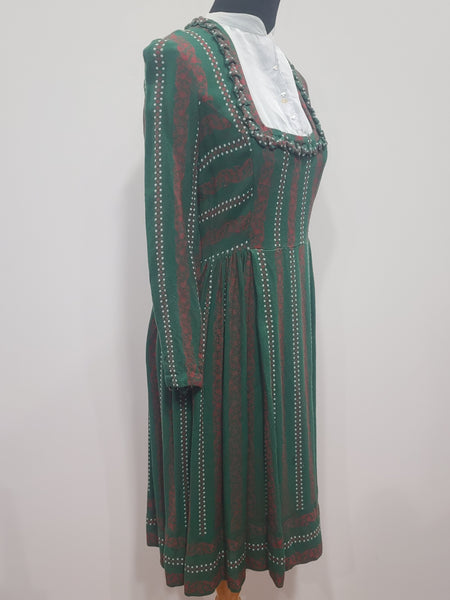 German Green Long Sleeve Dirndl Dress <br> (B-38" W-30")