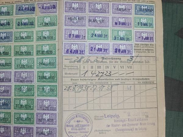 1929-30 Invalids Insurance Receipt Cards