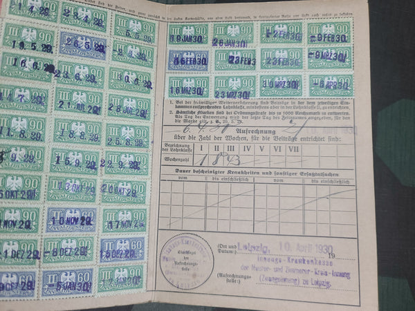 1929-30 Invalids Insurance Receipt Cards