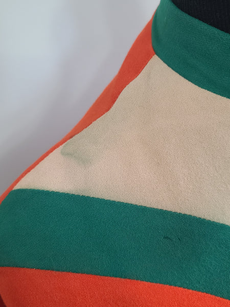 Bright Orange Green and Tan Dress <br> (B-38" W-27" H-42")