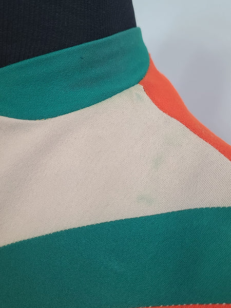 Bright Orange Green and Tan Dress <br> (B-38" W-27" H-42")