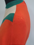 Bright Orange Green and Tan Dress <br> (B-38" W-27" H-42")
