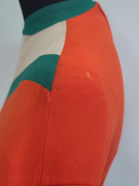 Bright Orange Green and Tan Dress <br> (B-38" W-27" H-42")