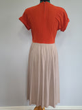 Bright Orange Green and Tan Dress <br> (B-38" W-27" H-42")
