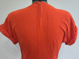 Bright Orange Green and Tan Dress <br> (B-38" W-27" H-42")