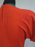 Bright Orange Green and Tan Dress <br> (B-38" W-27" H-42")