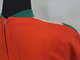 Bright Orange Green and Tan Dress <br> (B-38" W-27" H-42")