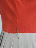 Bright Orange Green and Tan Dress <br> (B-38" W-27" H-42")