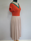 Bright Orange Green and Tan Dress <br> (B-38" W-27" H-42")