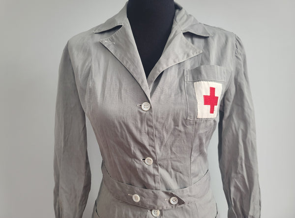 American Red Cross Gray Lady Uniform Dress & Hat <br> (B-38" W-29" H-37")
