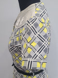 Gray and Yellow Plaid Dress <br> (B-38" W-29" H-34")