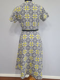 Gray and Yellow Plaid Dress <br> (B-38" W-29" H-34")