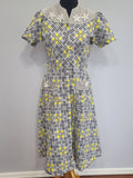 Gray and Yellow Plaid Dress <br> (B-38" W-29" H-34")