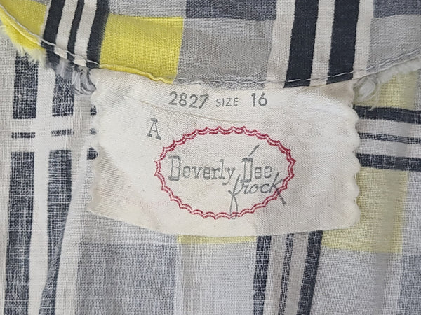 Gray and Yellow Plaid Dress <br> (B-38" W-29" H-34")